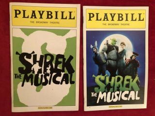 Shrek Broadway Musical Playbill Both Versions Sutton Foster Opening Night