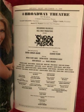 Shrek Broadway Musical Playbill Both Versions Sutton Foster Opening Night 2