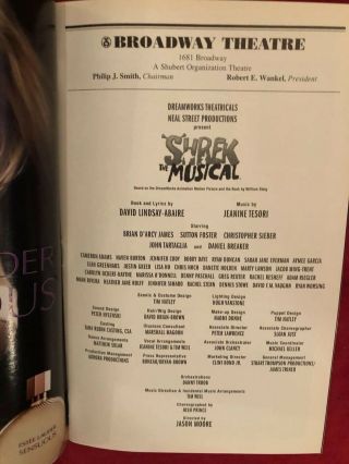 Shrek Broadway Musical Playbill Both Versions Sutton Foster Opening Night 3