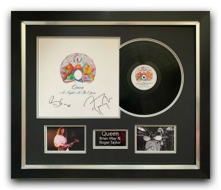 Brian May And Roger Taylor Hand Signed Framed Vinyl Display - Queen.