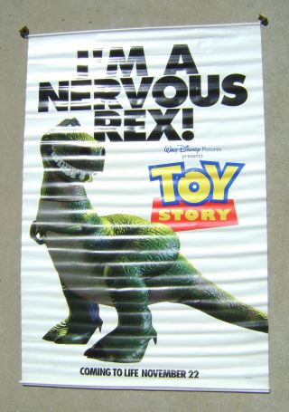 Disney Toy Story Rare 1995 Double Sided Vinyl Movie Banner Rex/mr Potato 4 X 6 