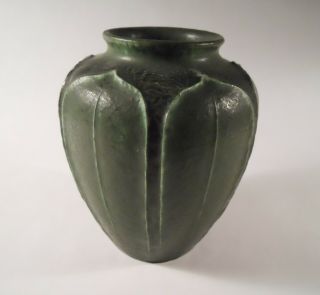 Grueby Pottery Vase With Lustrous Cucumber Green Glaze