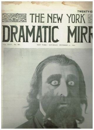 December 21,  1895 York Dramatic Mirror With Cover Of Wilton Lackaye