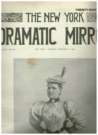 Rare February 22,  1896 York Dramatic Mirror Louise Essing Cover