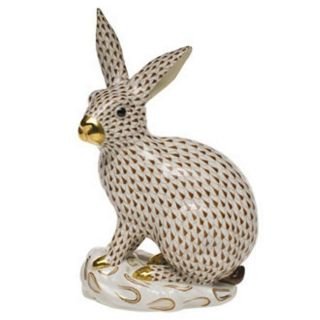 Herend Bunny Large Rabbit Vh - - 05334 - 0 - 00 Fishnet Chocolate W/ Gold Trim