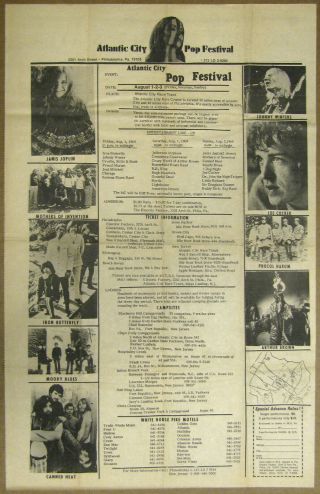 Grateful Dead Alice Cooper Velvet Underground Janis Joplin 1969 Concert Poster