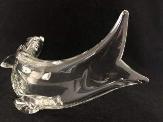Steuben Glass Salmon Fish Closed Mouth Figurine James Houston 14 1/2” 5