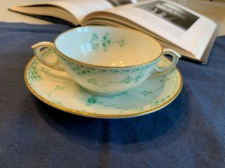 Royal Copenhagen - Rare Antique Green Half Lace Tea Set (one Set)
