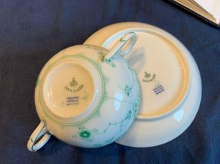 Royal Copenhagen - Rare antique green half lace tea set (one Set) 3