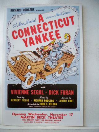 A Connecticut Yankee Herald Vivienne Segal / Dick Foran Rodgers & Hart Nyc 1943