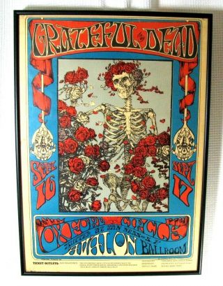 Vintage 1966 Grateful Dead Framed Poster Avalon Ballroom 3rd Printing