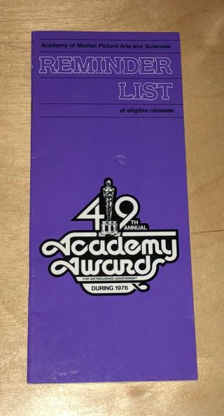 49th Annual Academy Awards 1976 Reminder List Of Eligible Releases Film Oscar