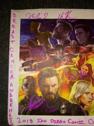 SCARLETT JOHANSSON SIGNED CANVAS FOR BREAST CANCER AWARENESS CAST SIGNED BY 21 5