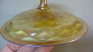 L.  C.  TIFFANY FAVRILE GOLD IRIDESCENT ART GLASS COMPOTE / TAZZA 12