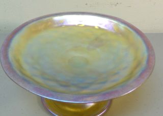 L.  C.  TIFFANY FAVRILE GOLD IRIDESCENT ART GLASS COMPOTE / TAZZA 2