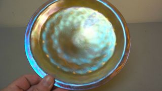 L.  C.  TIFFANY FAVRILE GOLD IRIDESCENT ART GLASS COMPOTE / TAZZA 3