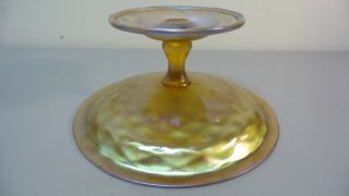 L.  C.  TIFFANY FAVRILE GOLD IRIDESCENT ART GLASS COMPOTE / TAZZA 6