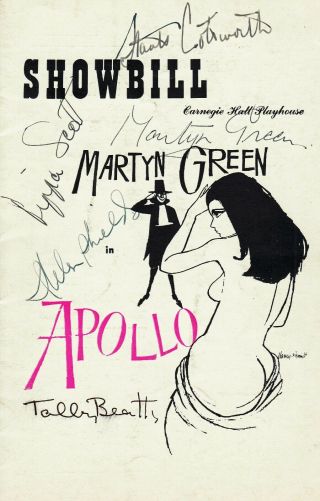 Martyn Green Carnegie Hall Playhouse 1957 Showbill Apollo Signed By 5 On Cover.
