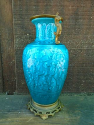 THEODORE DECK FRENCH ART POTTERY VASE CHINESE STYLE ORMOLU BRONZE MOUNTED NR 3