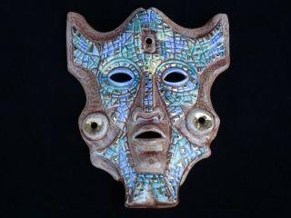 Sascha Brastoff Mid Century Modern Pottery Mosaic Mask Titled " Mayan " Rare