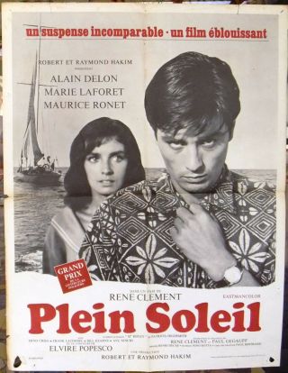 Plein Soleil {alain Delon} 24 " X33 " French Movie Poster 1960s