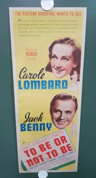 1942 To Be Or Not To Be Insert Poster 14x36 " Carole Lombard Jack Benny