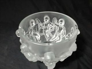 Lalique Glass LUXEMBOURG Cherubs Frosted French Crystal Bowl Vase,  8 1/2 