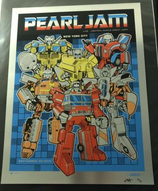 Pearl Jam Concert Poster - Nyc 9.  25.  15 - Chrome Heavy Metal - Ames 69/85