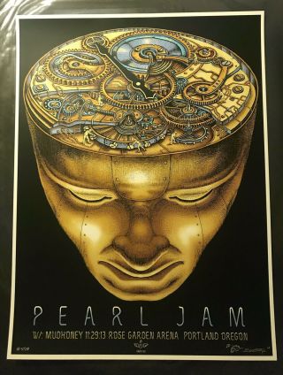 Pearl Jam Concert Poster - Artist Signed Emek - 11.  29.  13 - Portland