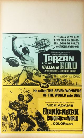 Tarzan And Valley Of Gold / Frankenstein Conquers The World Benton Window Card
