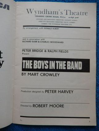 The Boys In The Band - Wyndham ' s Theatre Playbill - 1969 - William Gaunt 3
