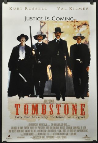 Tombstone 1993 27x40 Ss Movie Poster Kurt Russell Val Kilmer Sam Elliot