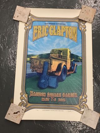 Eric Clapton 70th Birthday Msg Signed & Numbered Dave Hunter Poster Concert