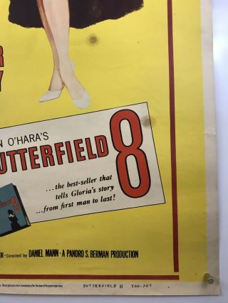 BUTTERFIELD 8 Movie Poster (Fine) 40x60 ‘60 Elizabeth Taylor Laurence Harvey 005 4