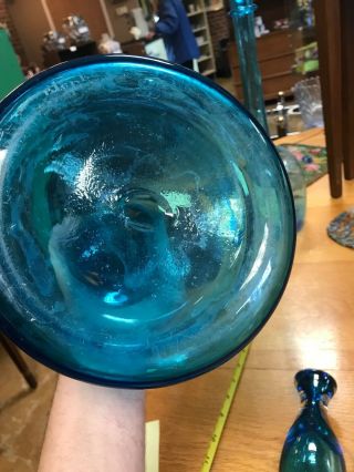 Blenko Glass Decanter in Aqua by Wayne Husted Large Floor Architectural 10