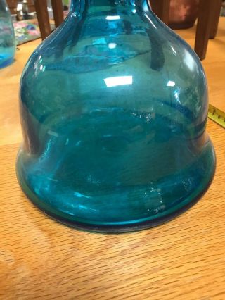 Blenko Glass Decanter in Aqua by Wayne Husted Large Floor Architectural 3