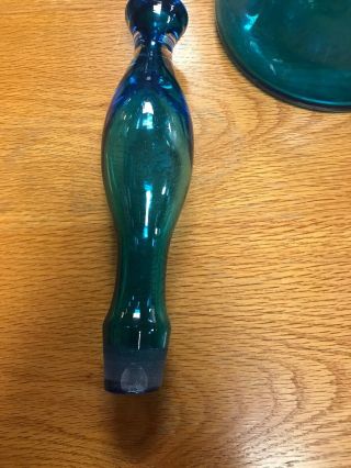 Blenko Glass Decanter in Aqua by Wayne Husted Large Floor Architectural 5