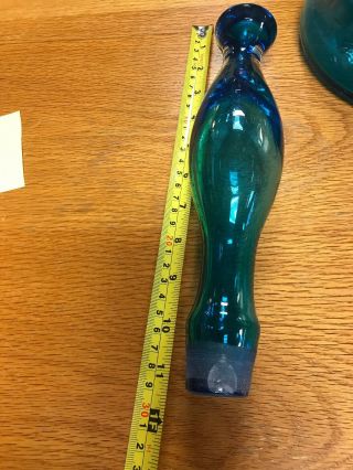 Blenko Glass Decanter in Aqua by Wayne Husted Large Floor Architectural 6