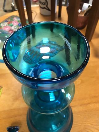 Blenko Glass Decanter in Aqua by Wayne Husted Large Floor Architectural 7