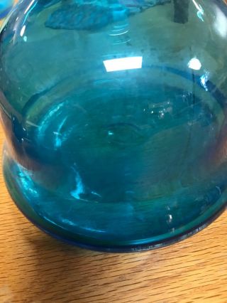 Blenko Glass Decanter in Aqua by Wayne Husted Large Floor Architectural 8