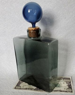 1963 Kaj Franck Smoky Gray Glass Decanter Bottle W Stopper Nuutajarvi Notsjo