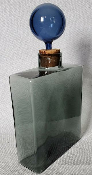 1963 Kaj Franck Smoky Gray Glass Decanter Bottle w Stopper Nuutajarvi Notsjo 2