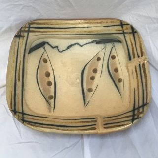 Michael Simon Studio Art Pottery Small Platter W/ Pea Pods Georgia Marked