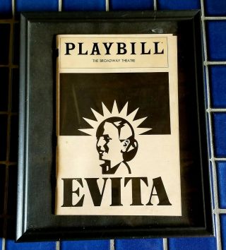 Evita 1982 Playbill Framed With 2 Ticket Stubs