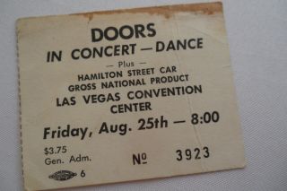 The Doors Original_1967_concert Ticket Stub_las Vegas