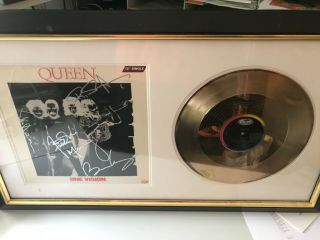 Queen - Framed,  Signed Disc And Cover,  Murcury,  May,  Taylor And Deacon.  With