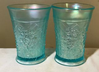 Matching Antique Northwood Carnival Glass Tumbler Ice Blue Wisteria