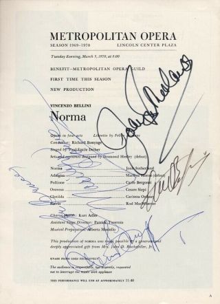Marilyn Horne - Inscribed Program Signed 03/03/1970 With Co - Signers