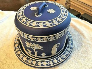 (c.  1800) Rare Wedgwood Cobalt Blue Jasperware Large Dome " Cheese Dish " Unique