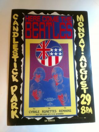 The Beatles Poster August 29,  1966 Candlestick Park,  San Francisco,  Ca